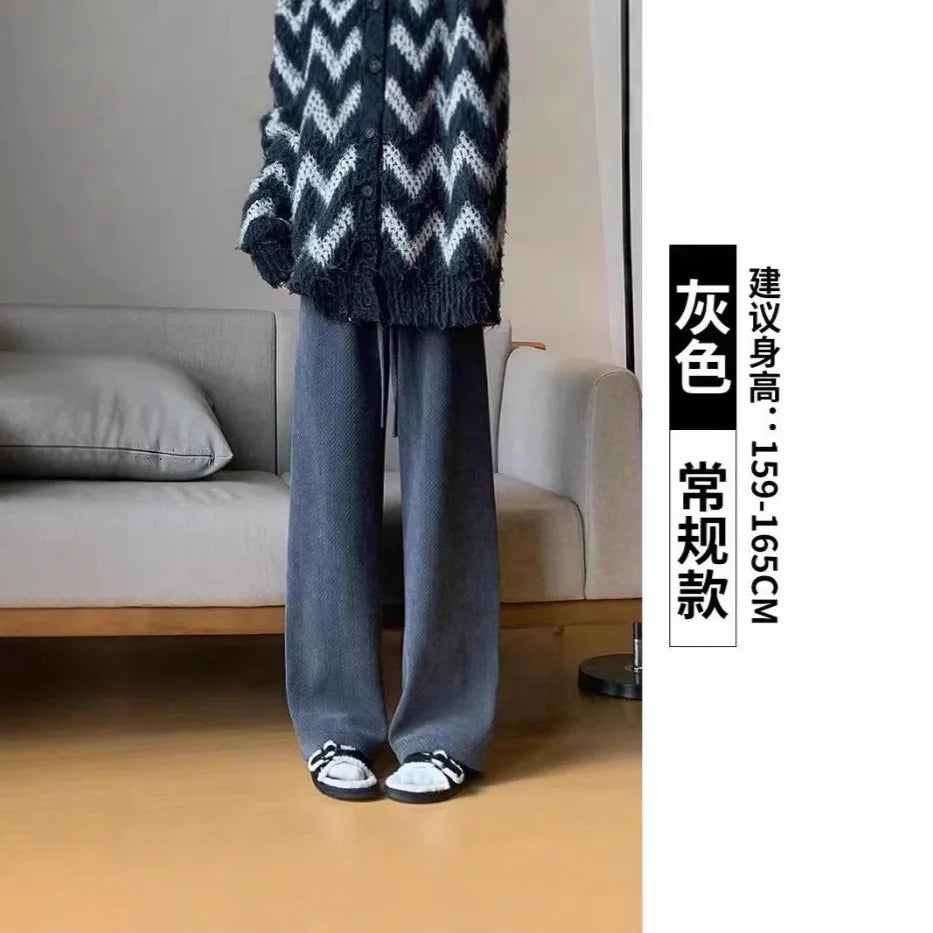 New Slim and Loose Straight for Women's High Waist Casual Pants
