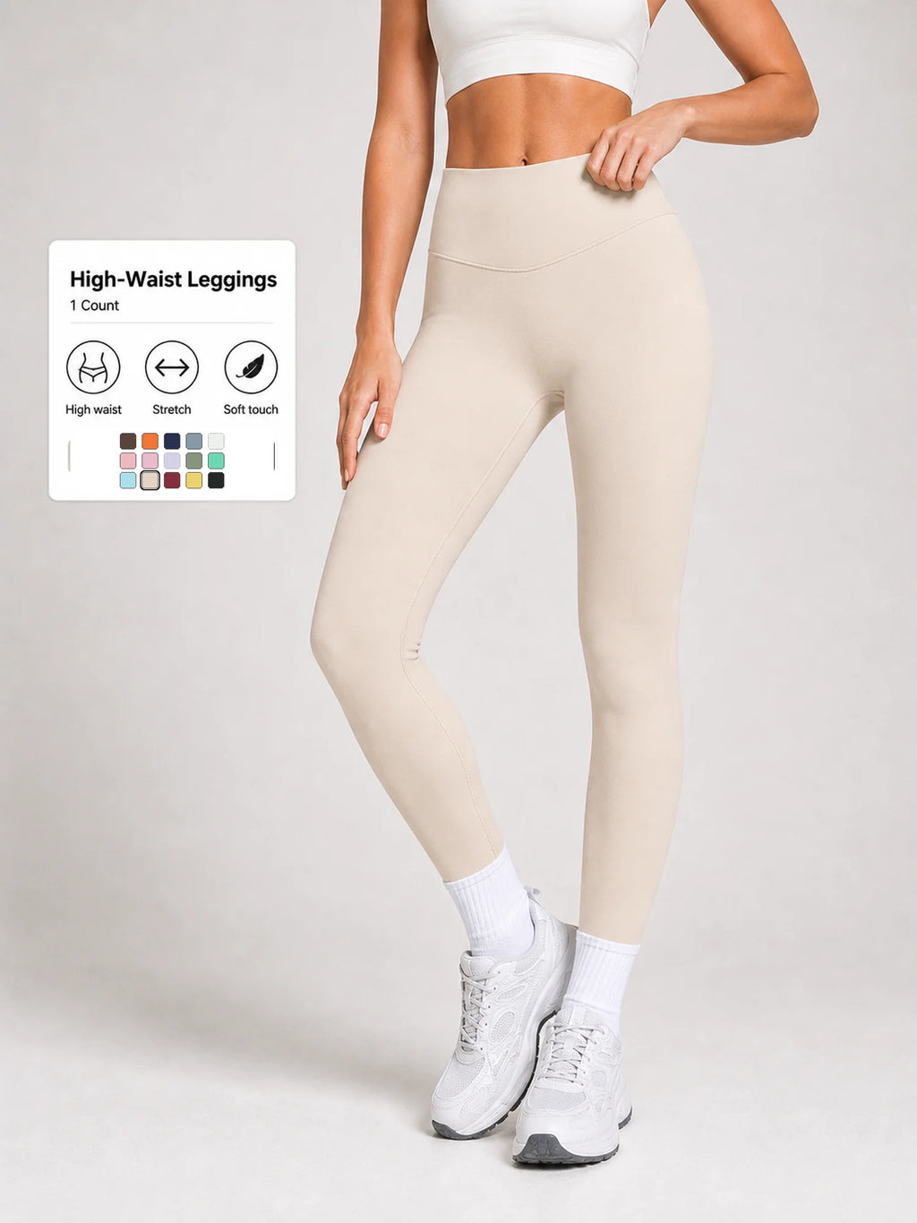 Women High Waist Yoga Pants Soft Stretch Leggings Tummy Control Fitness Gym Running Workout Sports Trousers