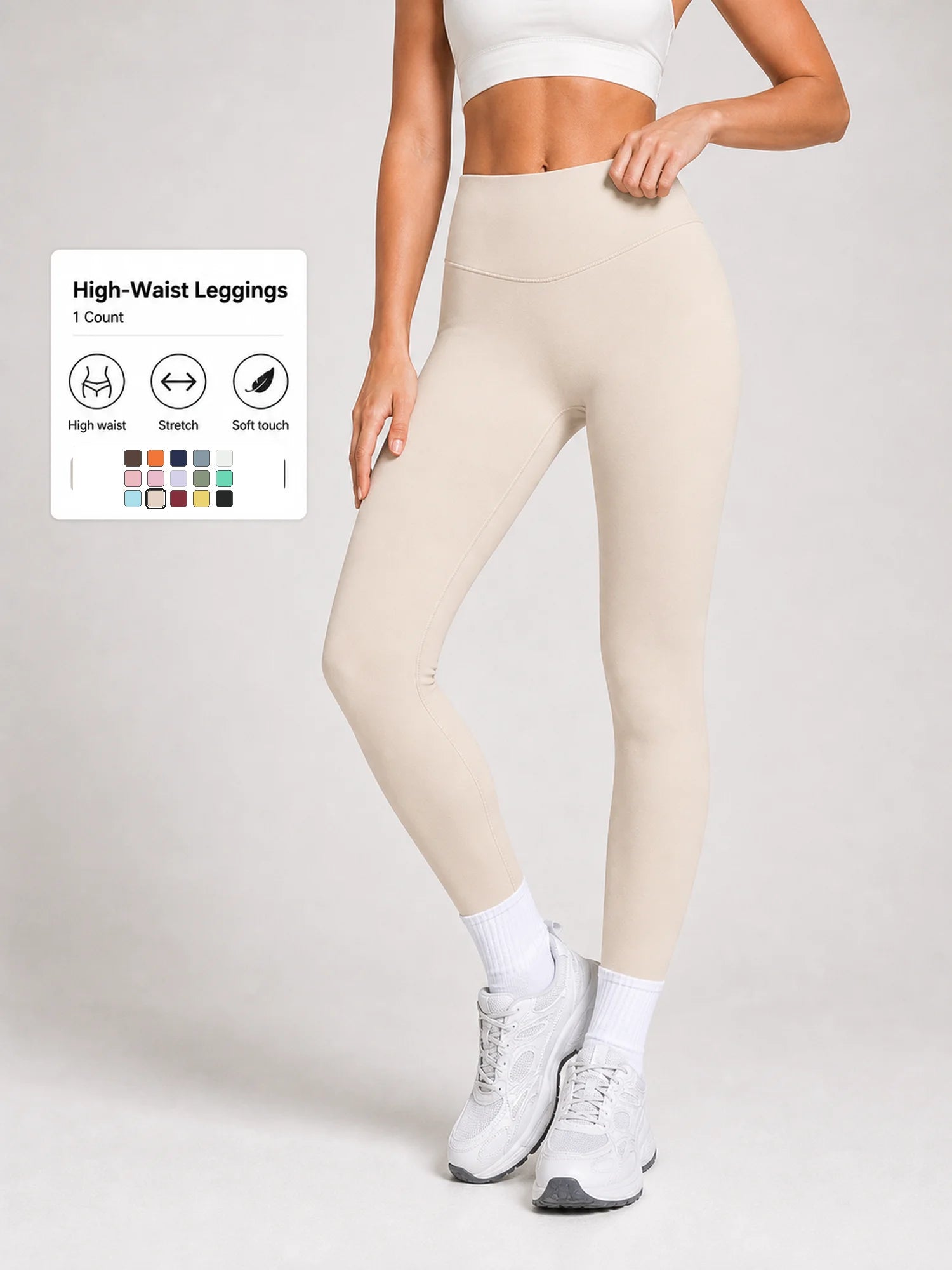 Women High Waist Yoga Pants Soft Stretch Leggings Tummy Control Fitness Gym Running Workout Sports Trousers