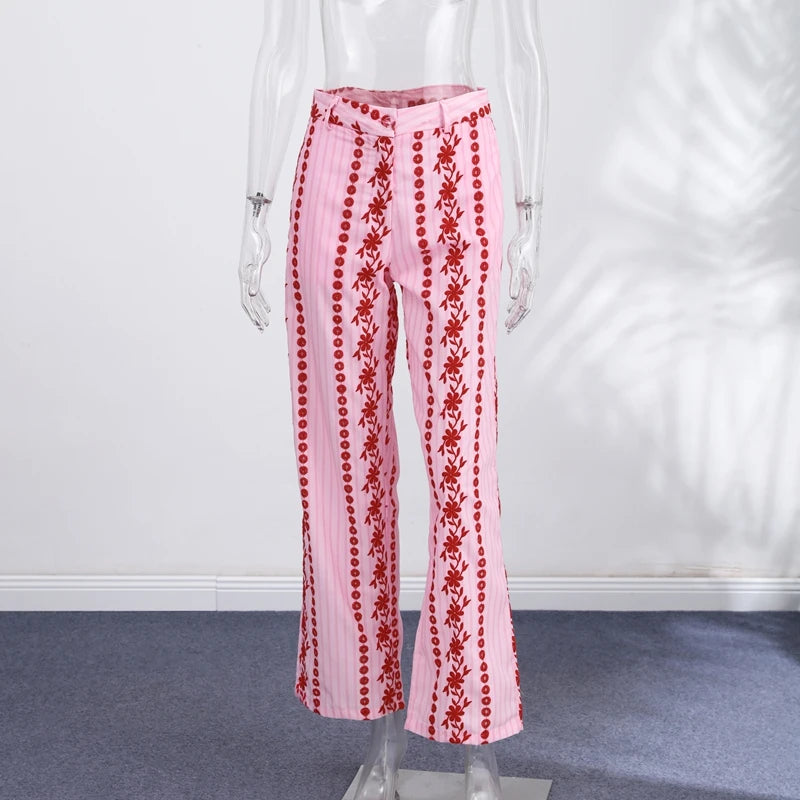 Casual Stripe Contrast Women's Pants Loose Zipper Button Pocket Wide Leg Female Pant 2026 Spring Summer Lady All-match Trousers