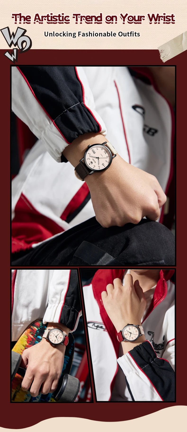 OLEVS 2997 Original Quartz Movement Student Fashion Watch Calendar Digital Dial Night Light Function 30m Waterproof Watch