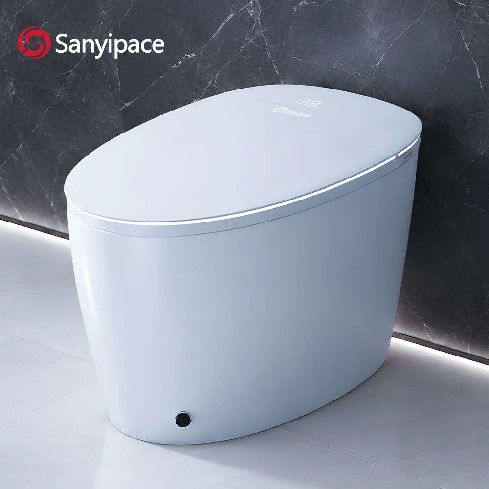 Sanyipace Smart Toilet Seat with Bidet 17.3" ADA Comfort Height Air Dryer Heated Seat Warm Water 1000 Map 360° Auto Flush Toilet