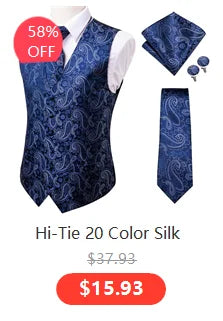 Hi-Tie Silk Mens Waistcoat Tie Set Gold Brown Orange Beige Ivory Khaki Bronze Sleeveless Jacket Suit Vest Necktie Hanky Cufflink