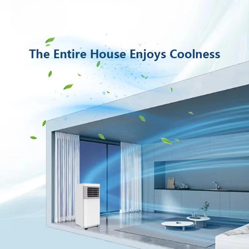 9000BTU Electric Low Noise Energy-Saving Cooling&Heating Portable Air Conditioner with Wheels for Living Room