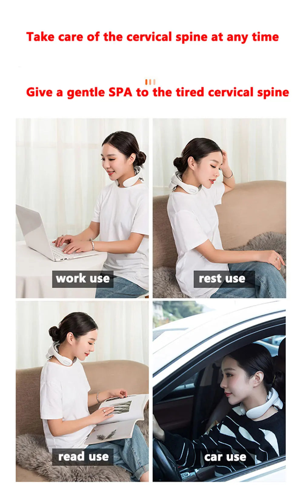 Smart Neck Massage Instrument Portable Shoulder Neck Massage Cervical Vertebra Health Care Vibrator Red Light Massage