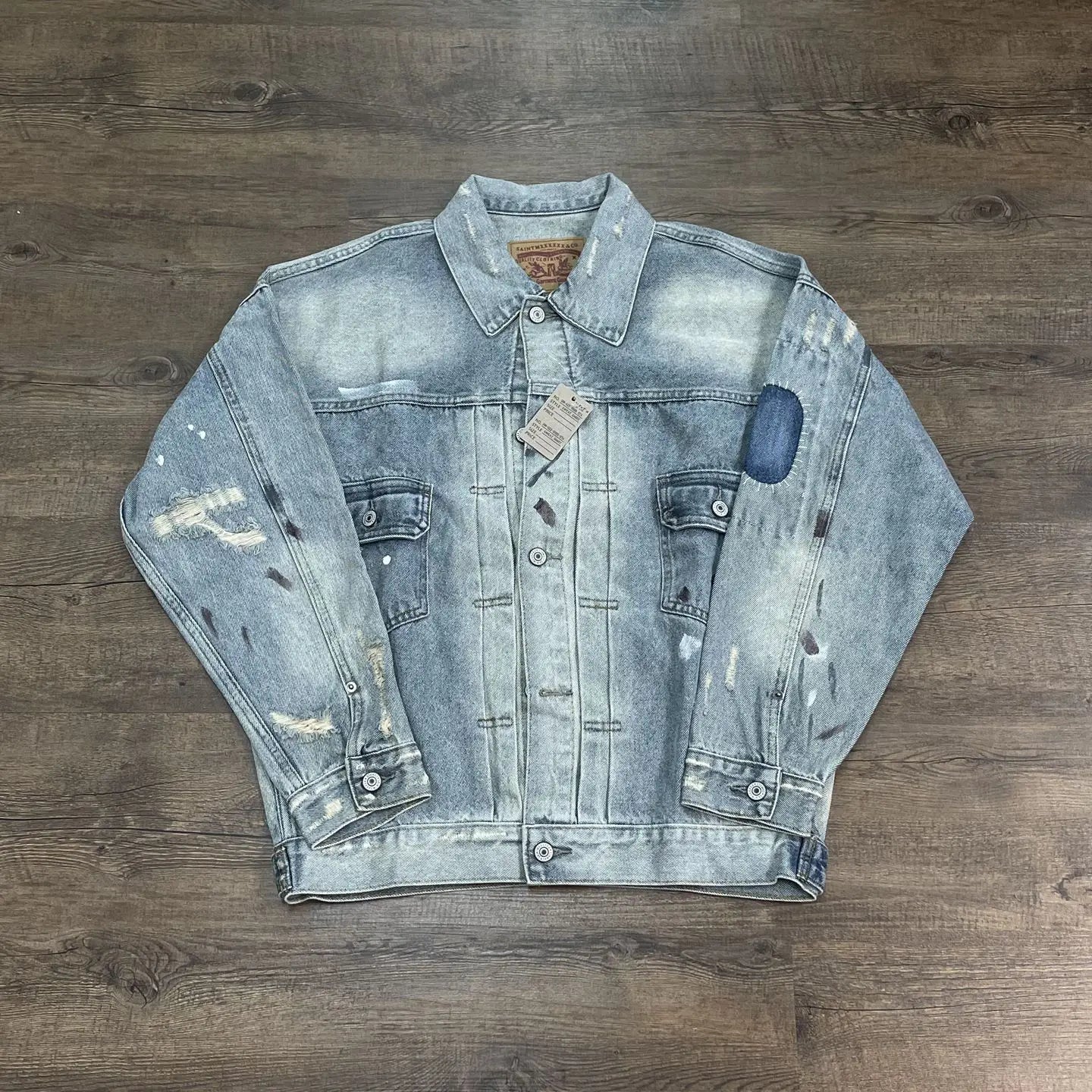 Yao Fashion SAINT OF MICHAEL Damaged Aged Ripped Denim Jackets Streetwear Loose Oversize Unisex High Quality Jacket For Men