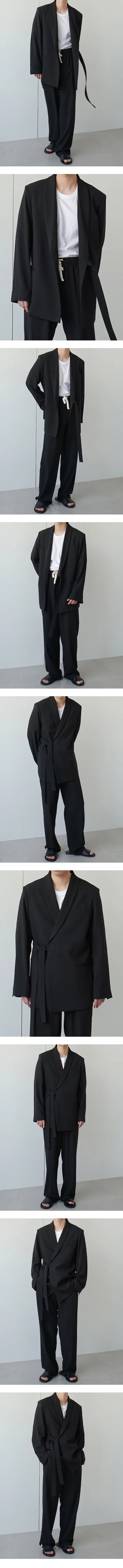 Spring Autumn Men's Loose Half Sleeved Suits Blazer Pants  2 Pieces Solid Clor Fashion Half Waistband Casual Blazer Suit Sets