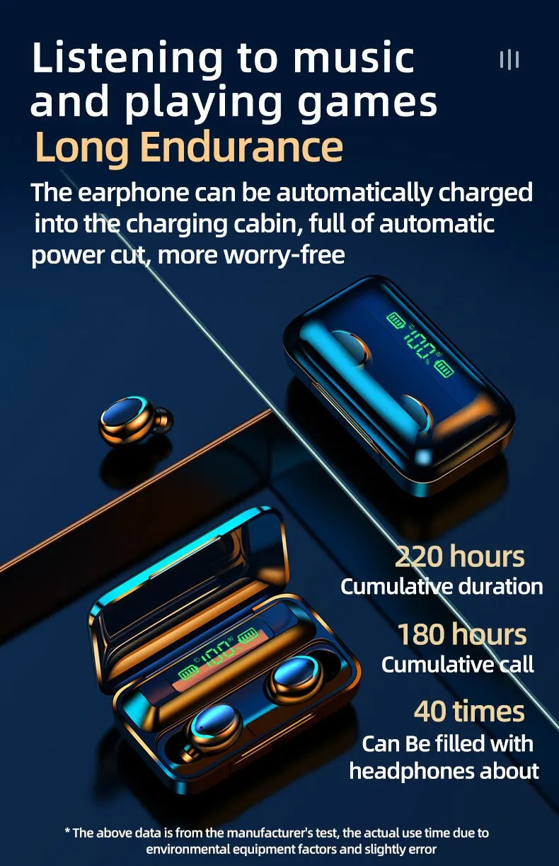 TWS Wireless Bluetooth 5.0 Earphones LED Display Sport Headset Power Display Waterproof For iPhone/Xiaomi/Huawei Sport Accessory