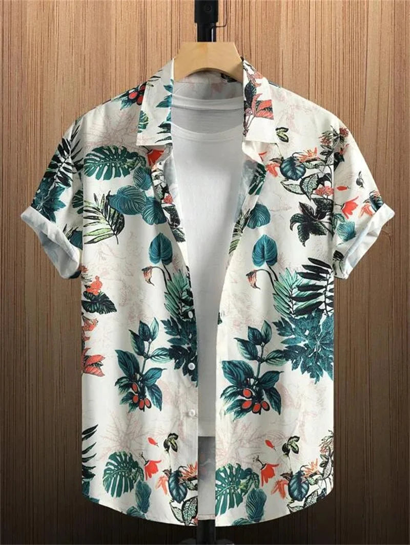 Summer Hawaiian Flower 3D Shirt Plant Printed Men's Clothing Street Loose 3XL Men's Top Trendy Beach Party Social Clothing Tops