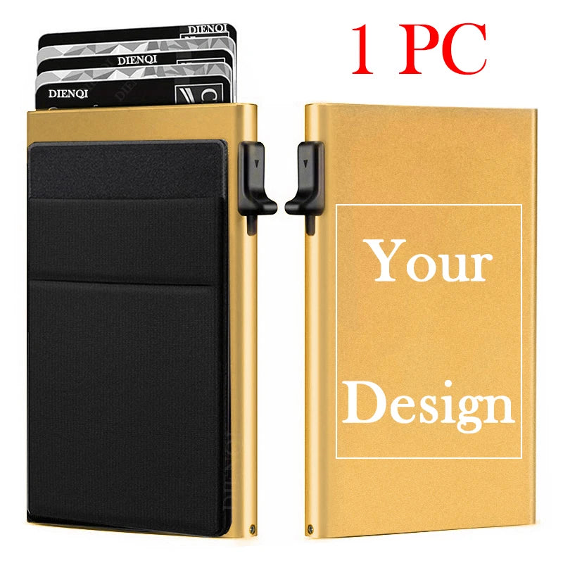 Engraved Rfid Credit Card Holder Smart Wallet Customized Slim Metal Pop Up Personalized Bank Cardholder Wallets for Men Women