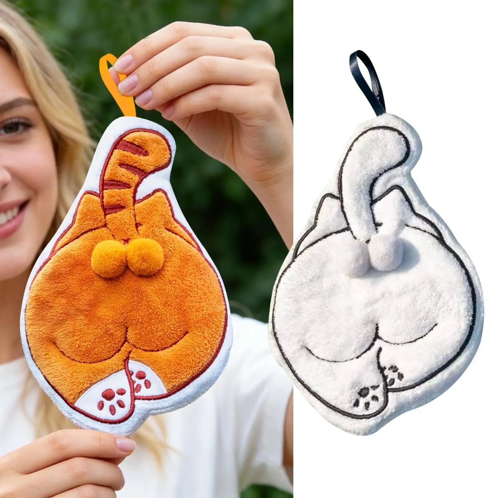 Hand Towels  Cute Cat Hanging Towel Kitchen Hand Towel Bathroom Soft Absorbent Handkerchief Wipe Towel Cartoon Kids Towels