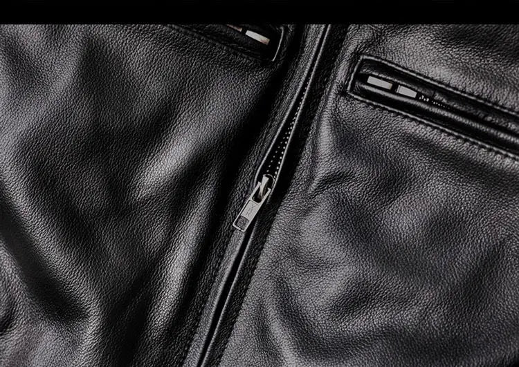 Genuine Leather Jacket Men 100% Cowhide Jacket Man Stand Collar Motorcycle Clothes Spring Autumn Winter 2024 New Leather Coat