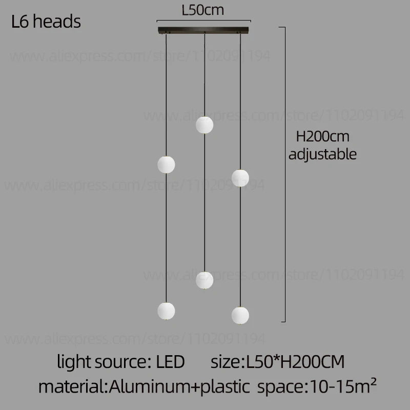 Stairs Modern Chandelier Loft Duplex Living Room Hotel Lobby Long Pendant Nordic Home Decorative Lighting Ball Long Line Pendant