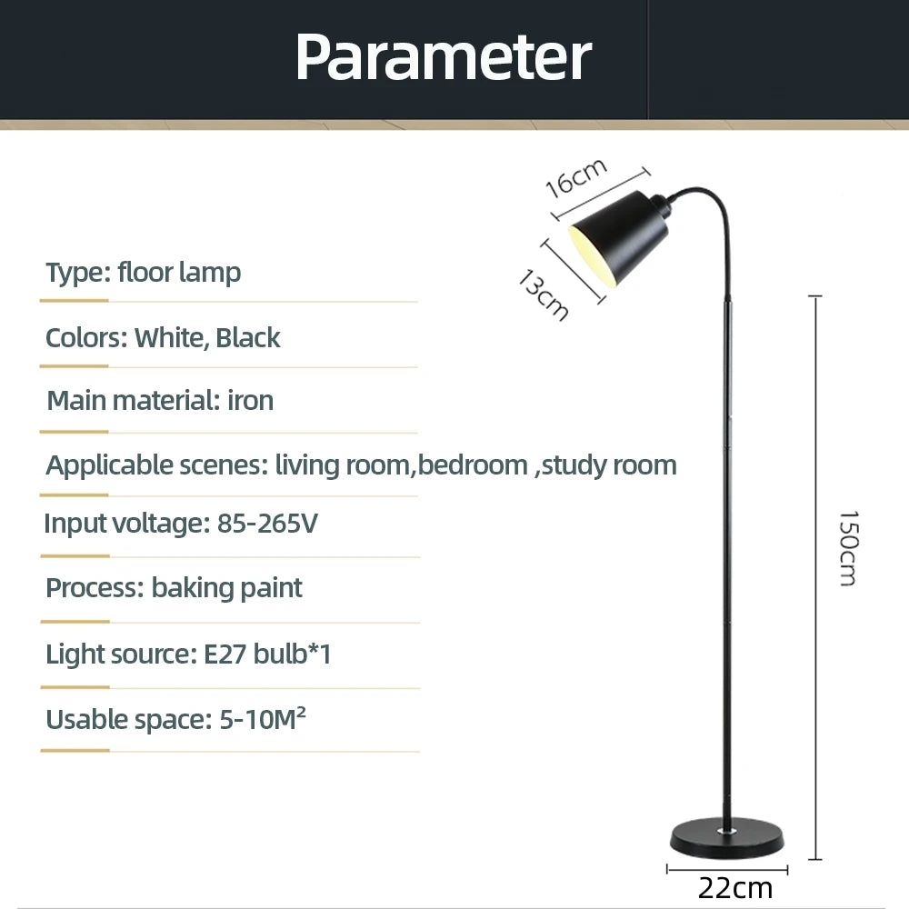 Modern LED Floor Lamp Adjustable Standing Light for Living Room Bedroom Office Indoor Decoration Sofa Reading Lighting