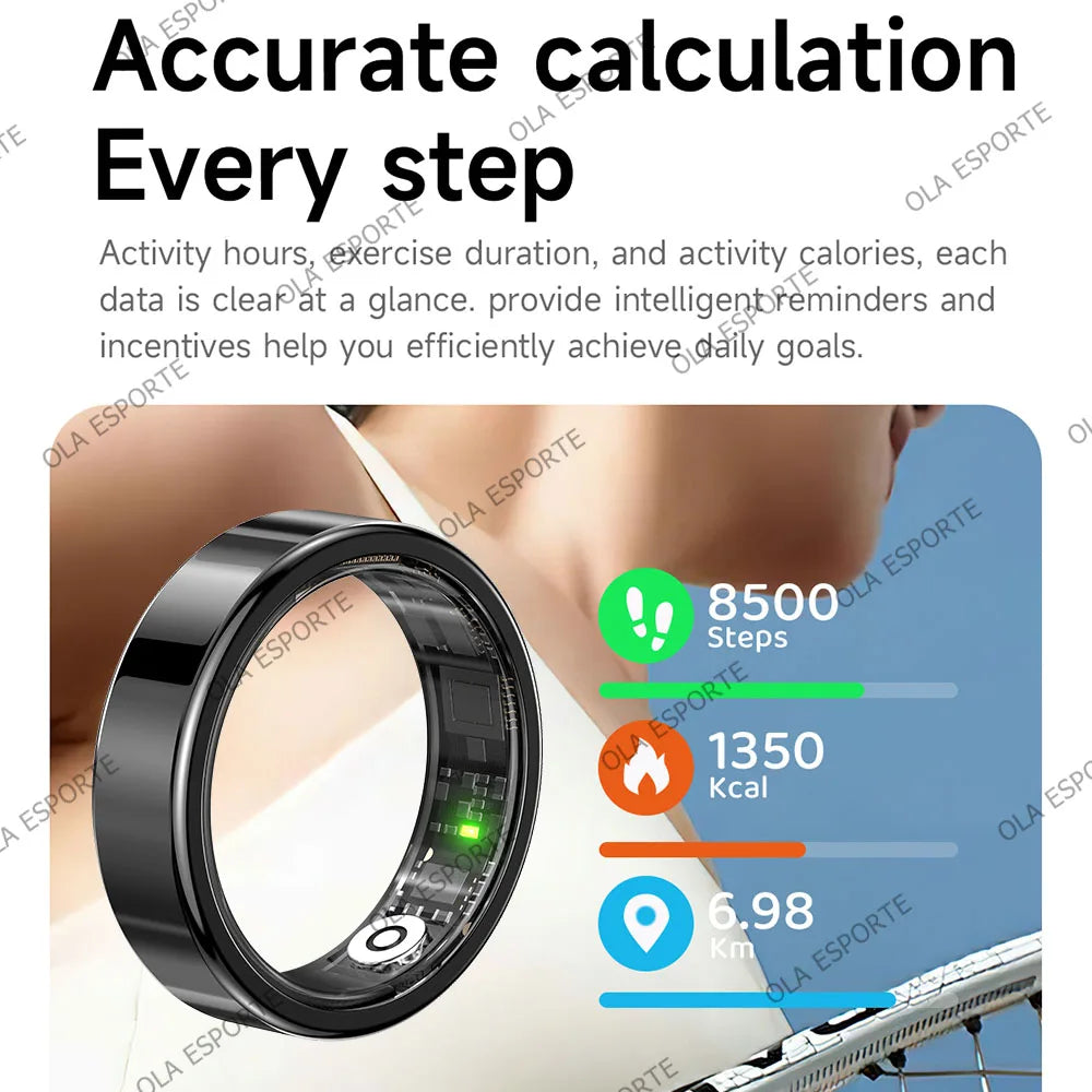 R09 Smart Ring Men Women with Charging Case Heart Rate Blood Oxygen Skin Temperature Monitor Waterproof For Android iOS R12