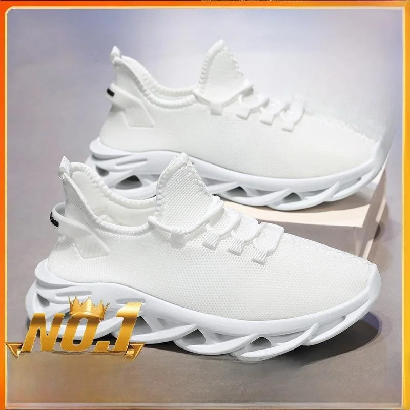 Men's Spring 2025 Breathable Mesh Running Shoes Casual Sports Sneakers Teenage Fashion White Shoes Comfortable Outdoor Footwear