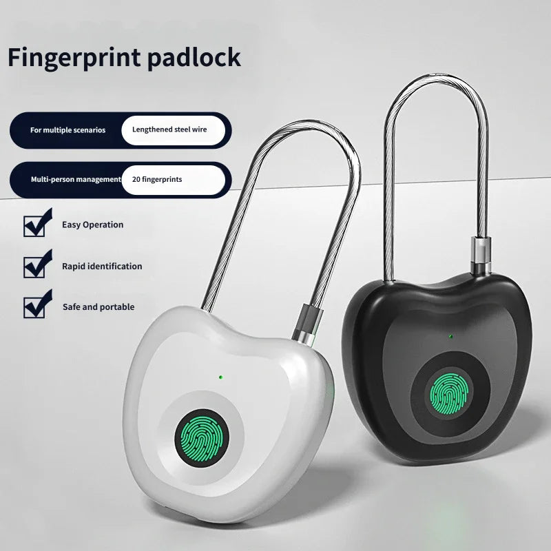 Smart Fingerprint Padlock Biometric Intelligent Lock Dormitory Home Protection Outdoor Cabinet Warehouse Extended Security Lock