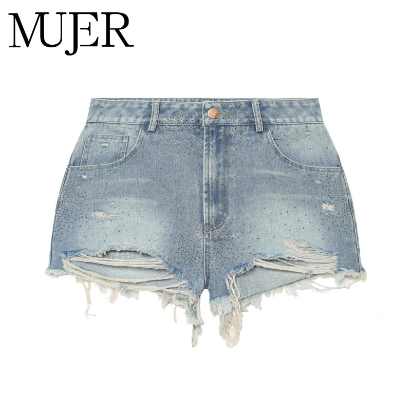 MUJER Denim Mini Shorts Women High Waist Bermuda Shorts Woman Summer Jeans Shorts for Women Streetwear Casual Women's Shorts