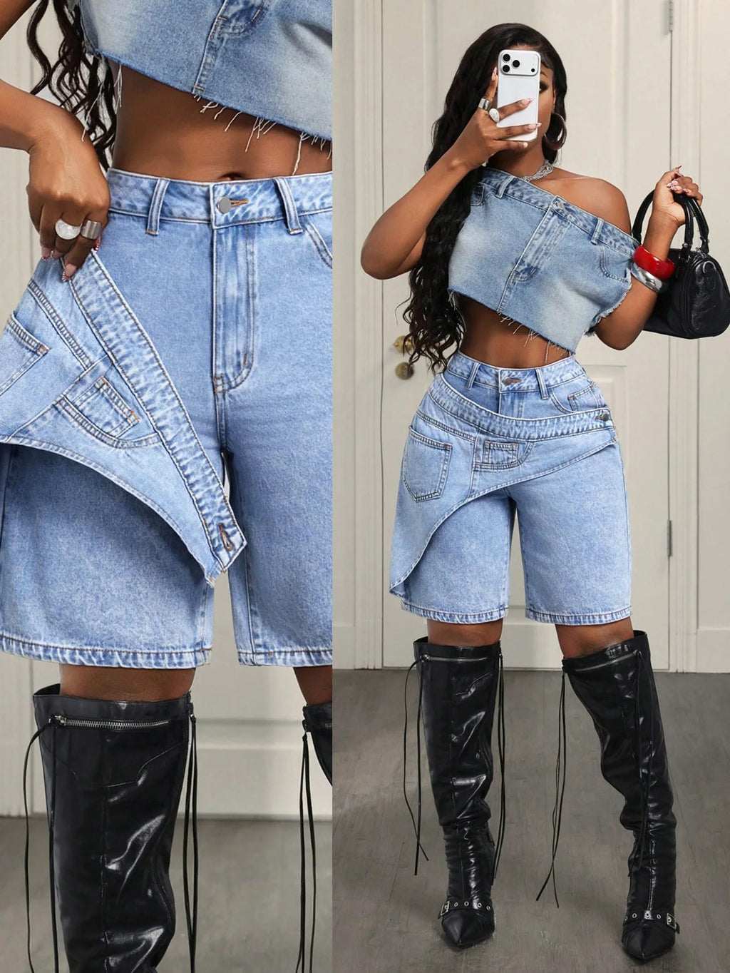 Women Denim Pant Jeans Vintage Wide Leg Knee Length Pants High Waist Straight Trousers Y2k Streetwear Elegant Casual Loose