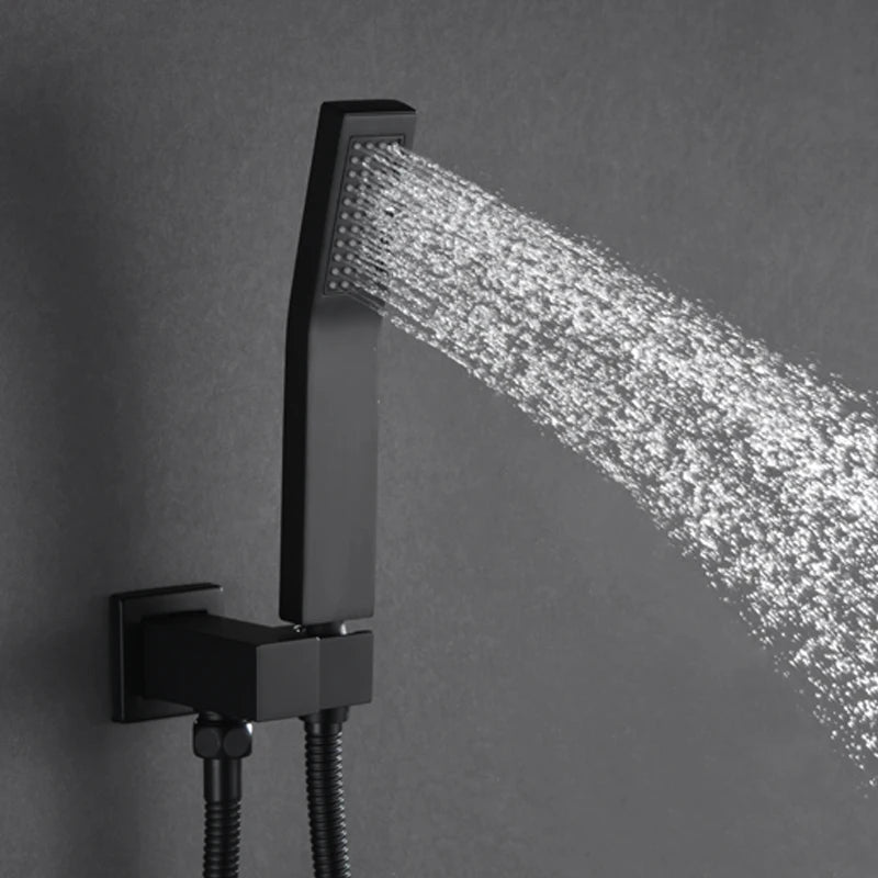 Digital Shower Set Ceiling Rain Shower Head LED Black Thermostatic Mixing Valve