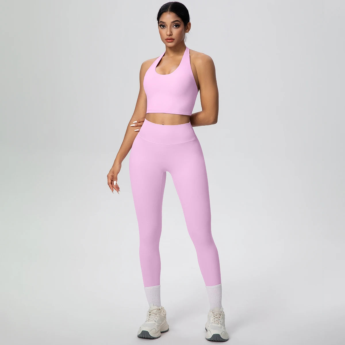 2PCS/set Yoga Set for Woman's Sexy Backless Halter Bra Sports Top Quick Drying Legging Summer Gym Fitness Pants Yoga Set