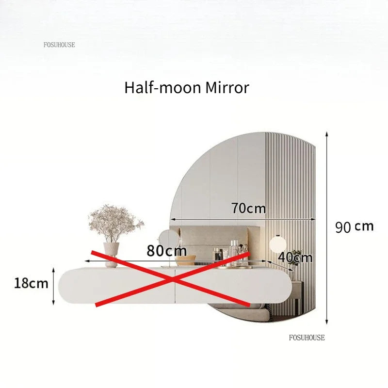 Nordic Wall-mounted Makeup Vanities Creative Bedroom Furniture with Full-length Mirror Vanity Desk Wooden Storage Dressing Table