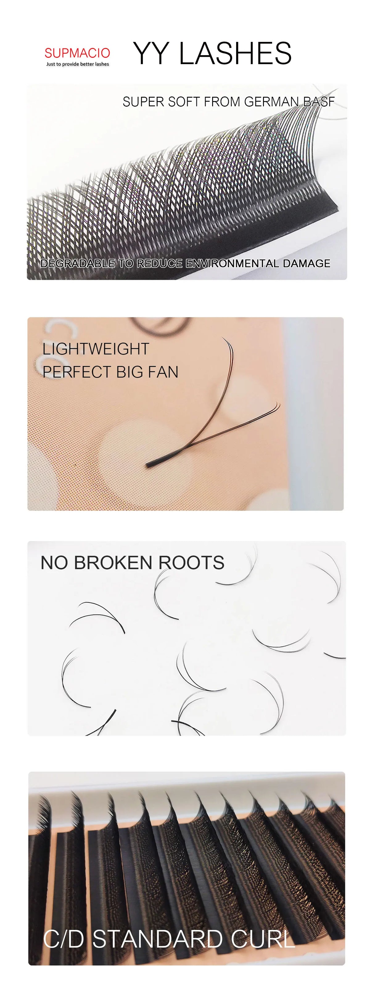 Supmacio YY Lash 6mm 7mm Y Shape Eyelashes Extension 2D 6-15mm Two Tip Eyelashes Brazilian Volume Fan Lash Supplies Mesh Lashes