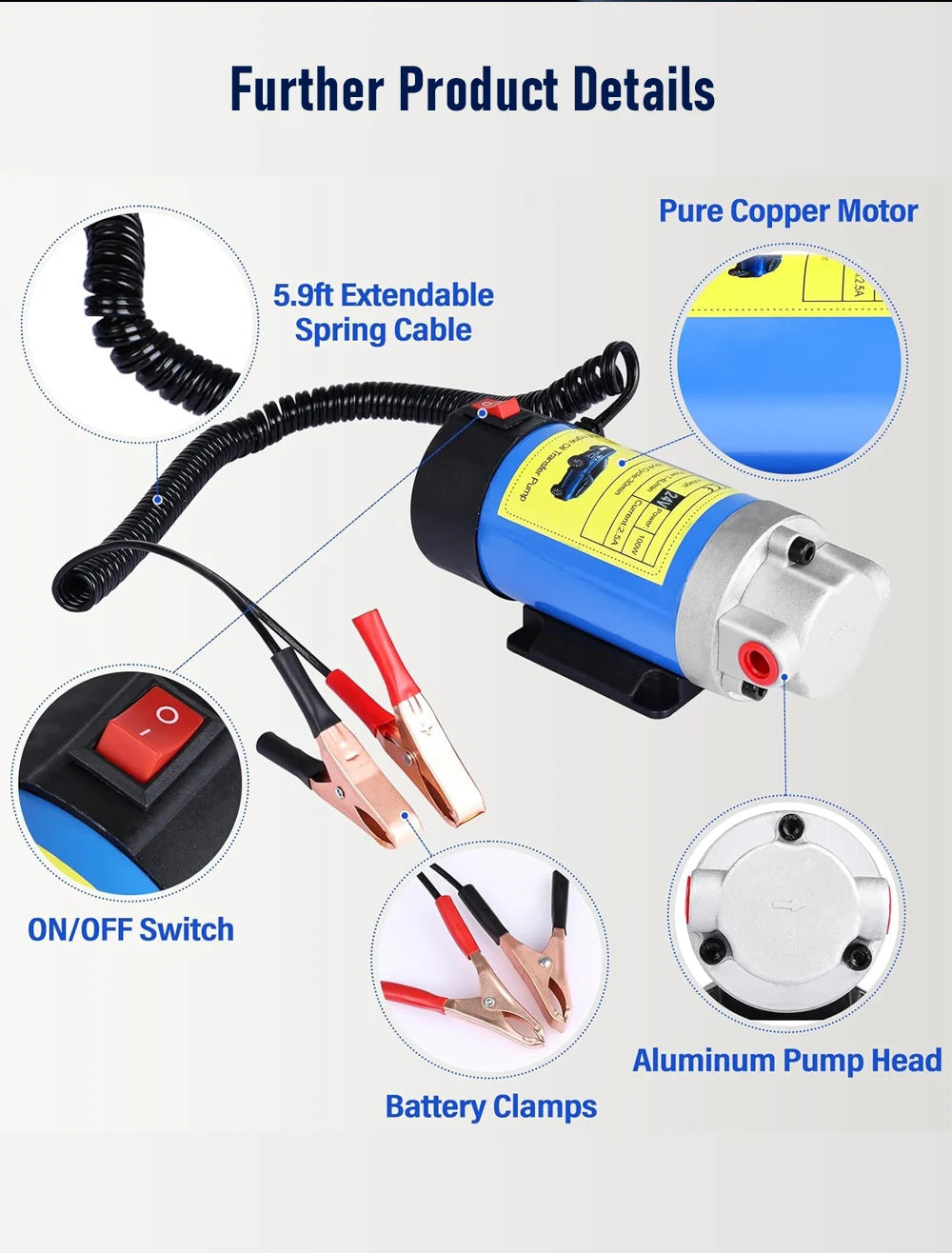 12V 24V Electric Oil Transfer Pump 1-4L/min Car Motor Oil Diesel Extractor Scavenge Suction Fluid Change Pump
