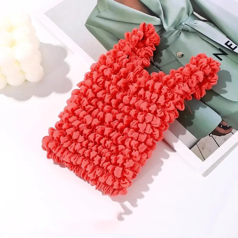 New Bubble Bags Expansion Fold Pleated Flexible Stretch Mini Shopping Bag Large Capacity Elastic Portable Handbag Storage Bag