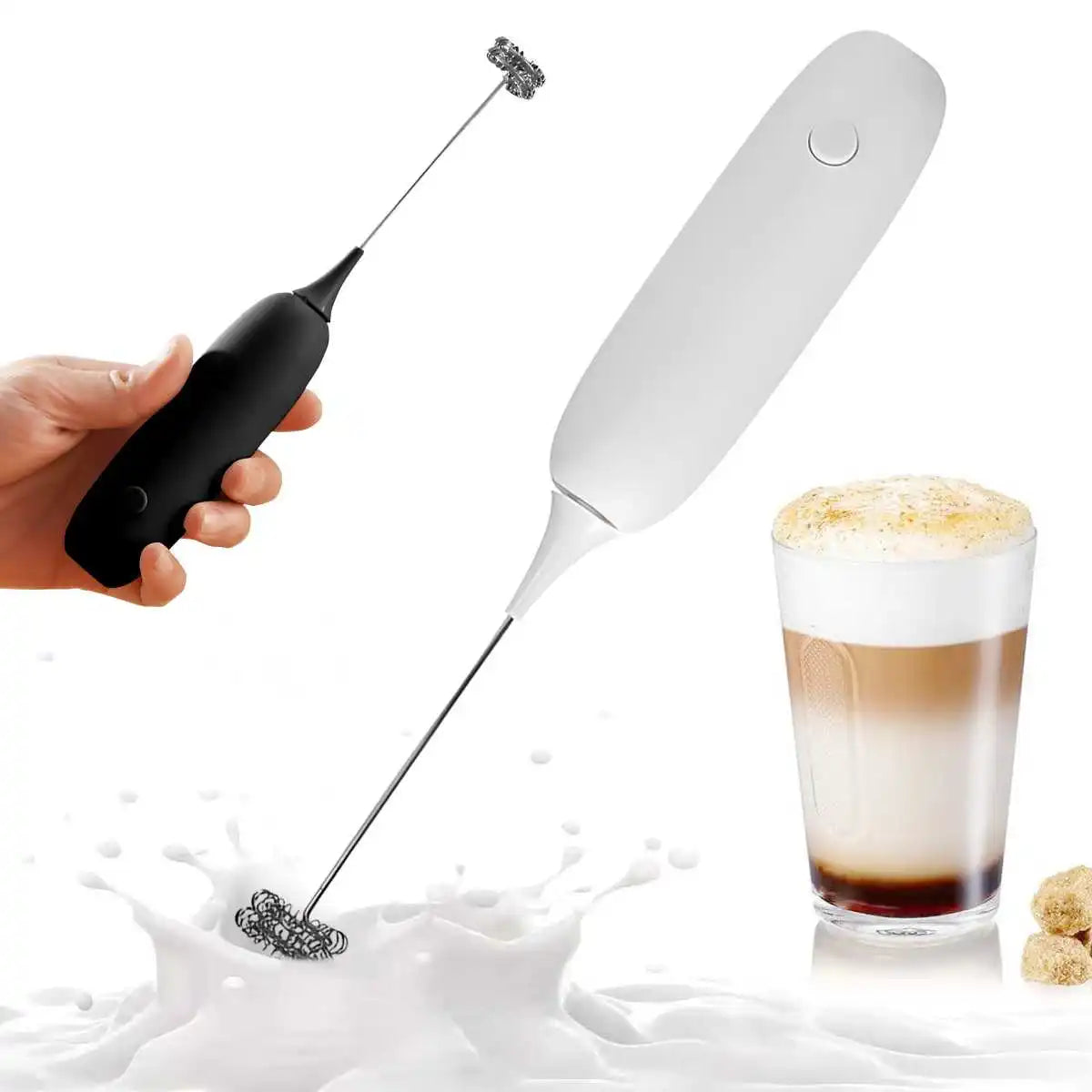 1PC Handheld Stainless Steel Electric Milk Frother Whisk Creamer (No AA Batteries Required) Beverage Coffee Frother Ideal Gift