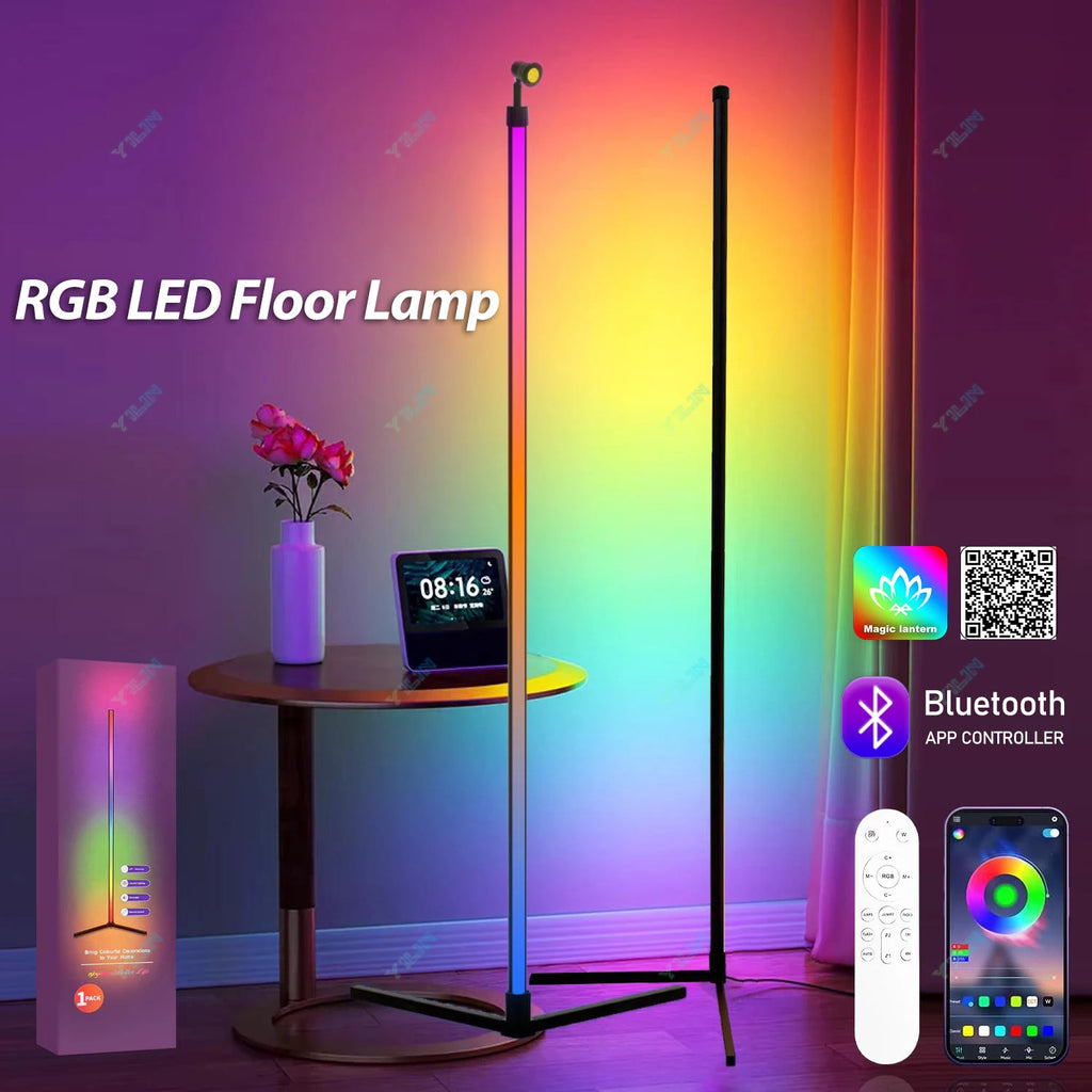Reinforced Lamp Body 165cm Smart RGB LED Floor Lamp With Sunset Lamp APP Control Music Sync Color Change Standing Mood Light