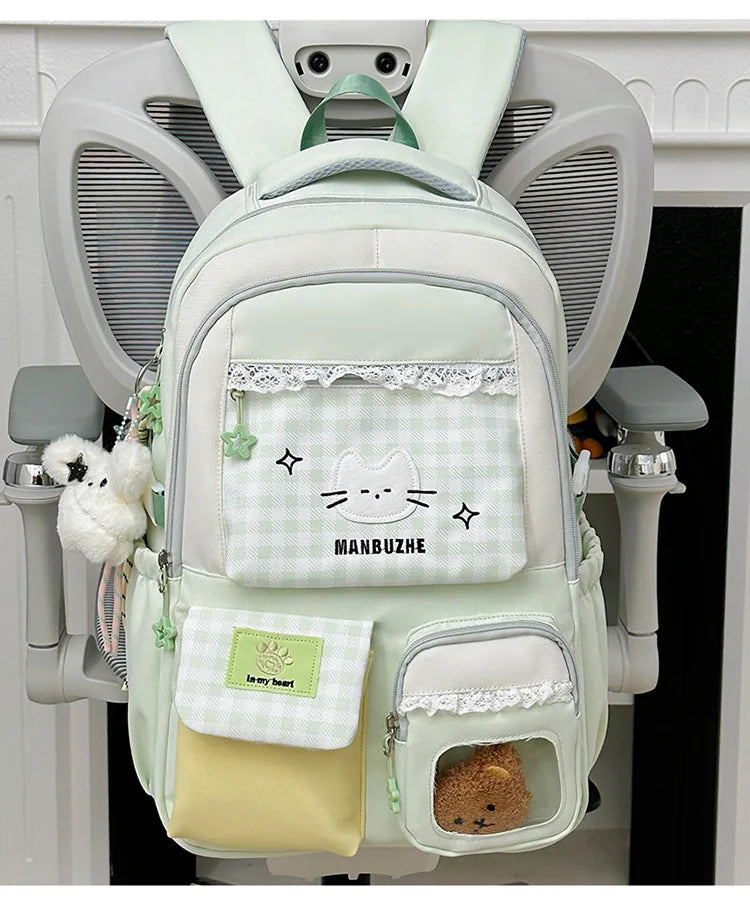 Girl School Bag Backpack Back Pack For Teenager Women Children Female Pink Schoolbag Primary High Bagpack Class Teens Child Kids