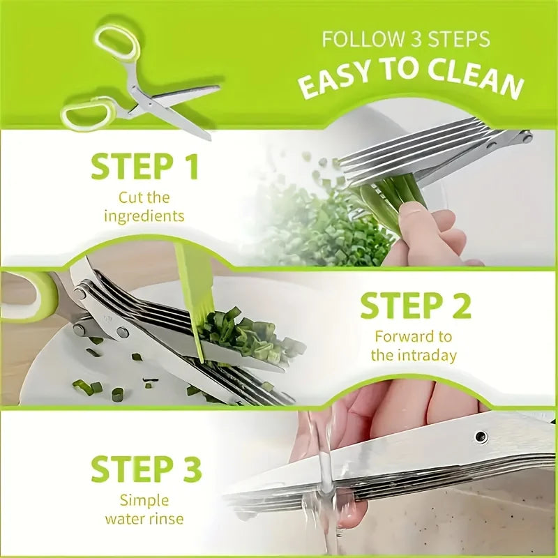 1/2pcs 5-layer Scallion Scissors Stainless Steel Multifunctional Shredded Paper Cutter Vegetable Onion Shears Kitchen Gadgets