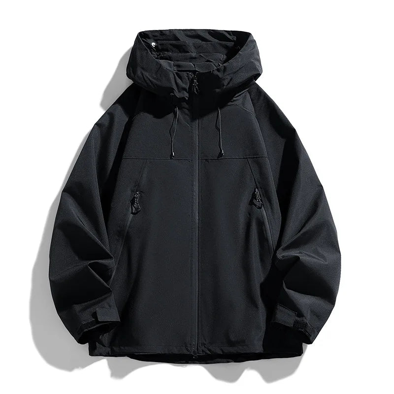 Man Jacket Spring Thin Contrast Color Long Sleeve Zipper Male Coat Loose Breathable Hooded Outdoor Sport Casual Men Outerwear