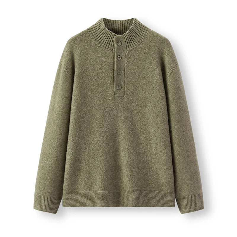 Semir Knitted Sweater Men Winter Half-Open Placket High Collar Wool Blend 2025 New Basic Pullover Men's Clothing