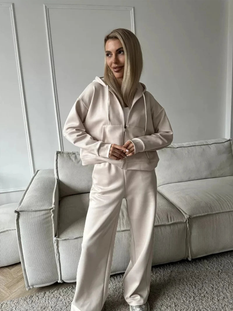Fashion 2 Piece Sets Women Outfit Autumn Clothing Women 2026 Zip Hooded Sweatshirt Top and Pants Suit Casual Tracksuit Woman Set