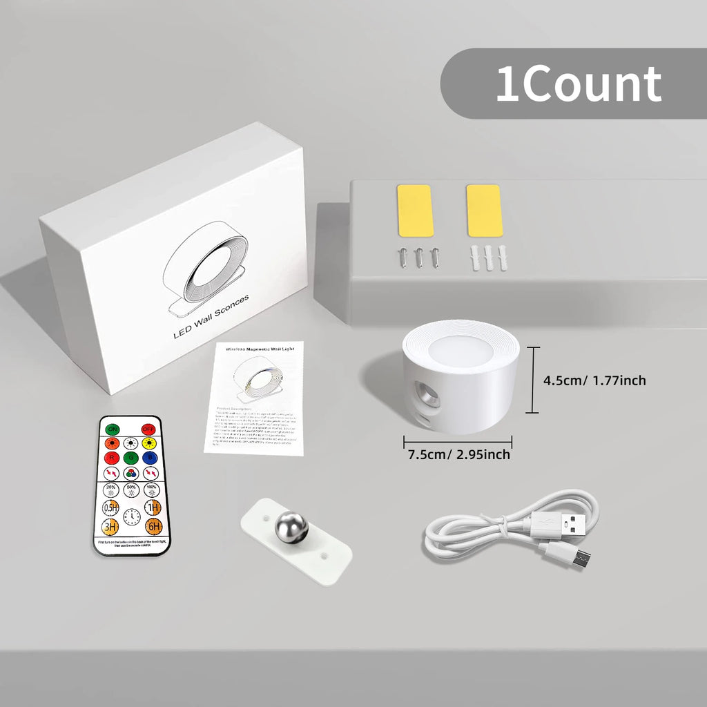 LED Wall Sconces light, 3 Brightness Levels 3 Color Modes Wall Lights, 2000mAh Battery Operated 360° Rotatable Touch Control