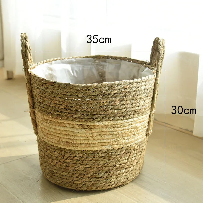 Natural Wicker Planter Basket  Flower Pot Home Garden Rattan Basket Straw Flower Basket 20/25/30CM