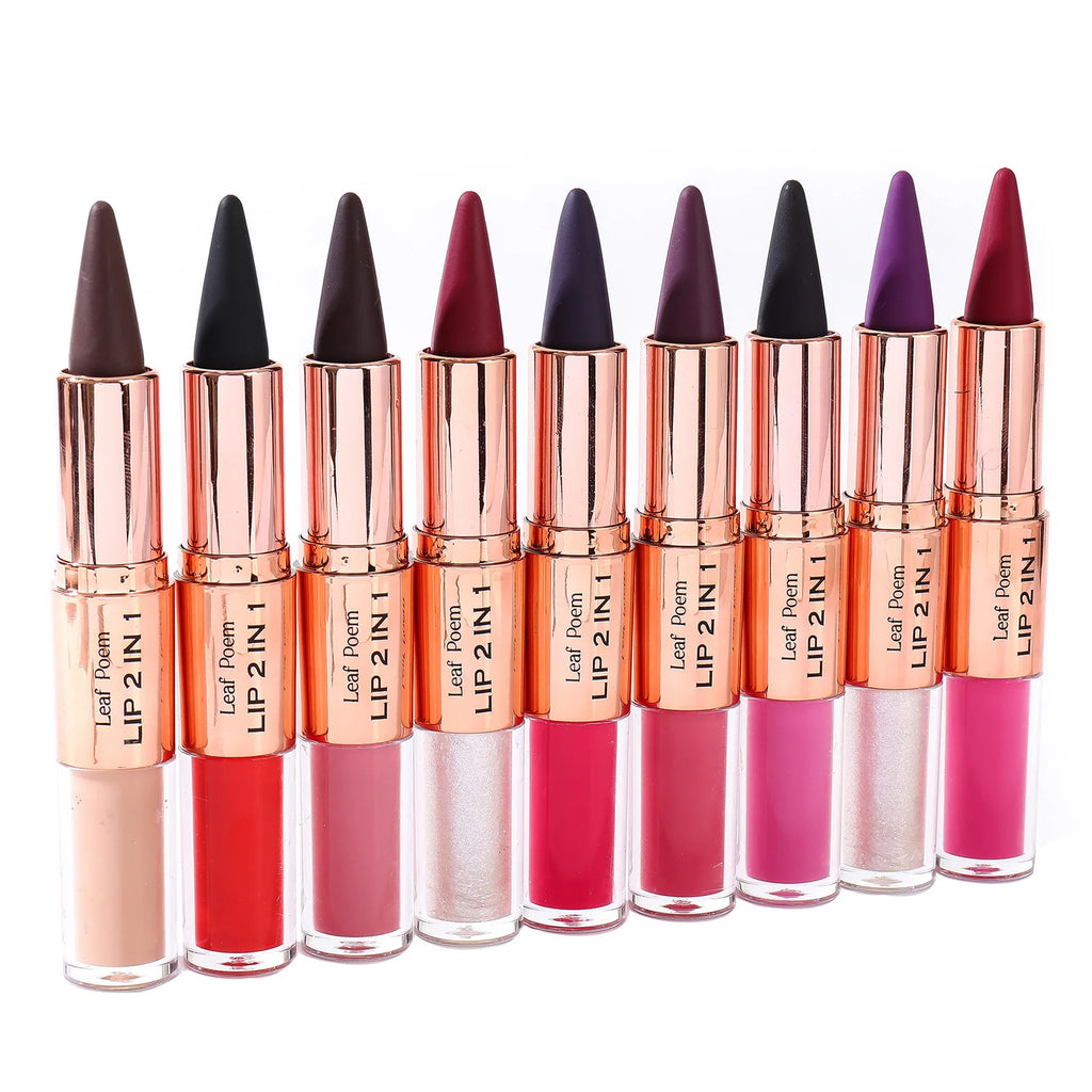 Tapered Gradient Lipliner Pen Black Brown Lip Gloss Matte Lip Liner Double Head Plumping Waterproof Lip Contour Non Stick Makeup