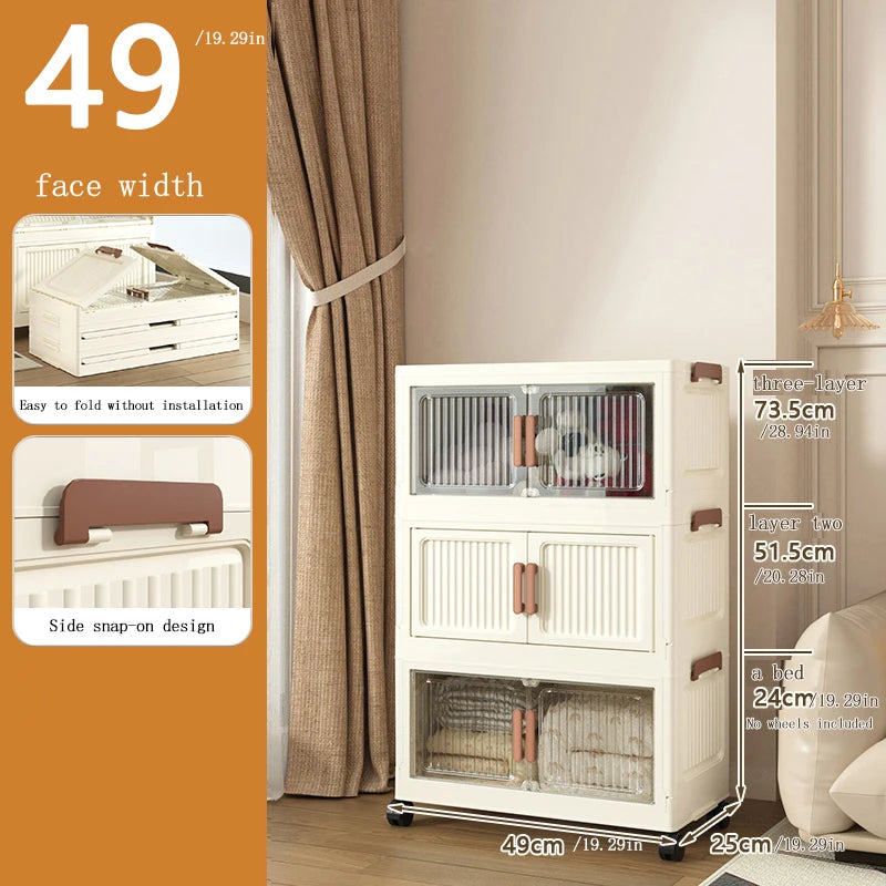 Folding Storage Cabinet Wall Mounted Foldable Locker Compact Organizer for Home Office Space Saving Design