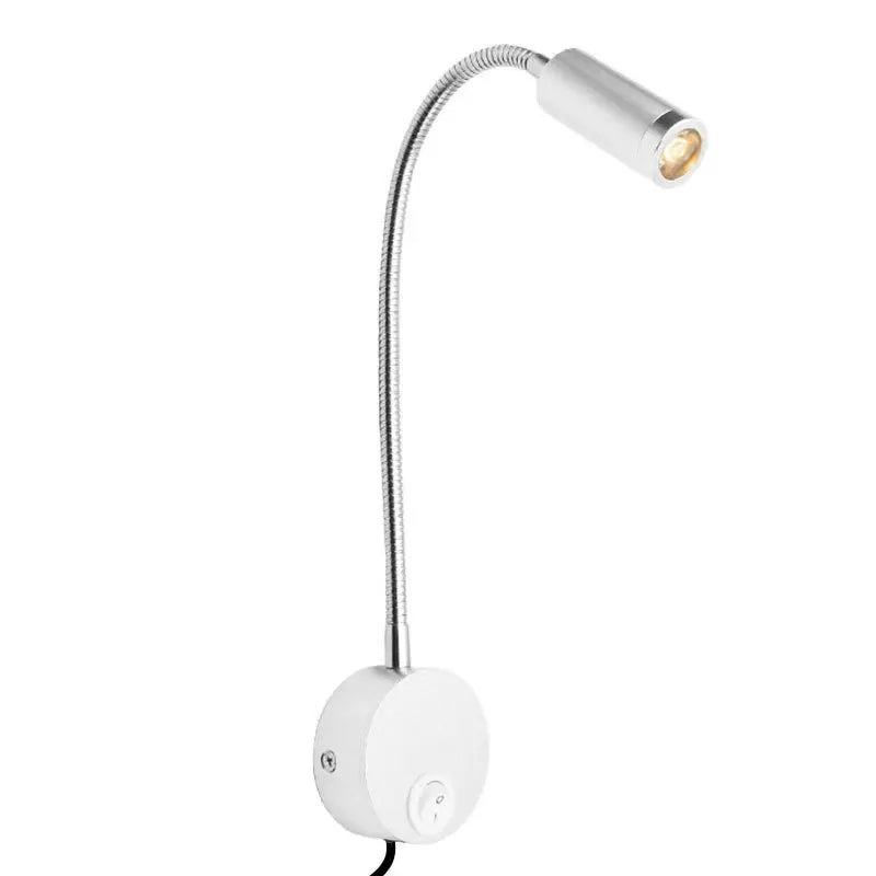 Wall Lmap Sconces Clamp Light 3W Bedroom Lamp On/Off Switch White Silver Black Flexible Gooseneck Home Bedside Reading Lights