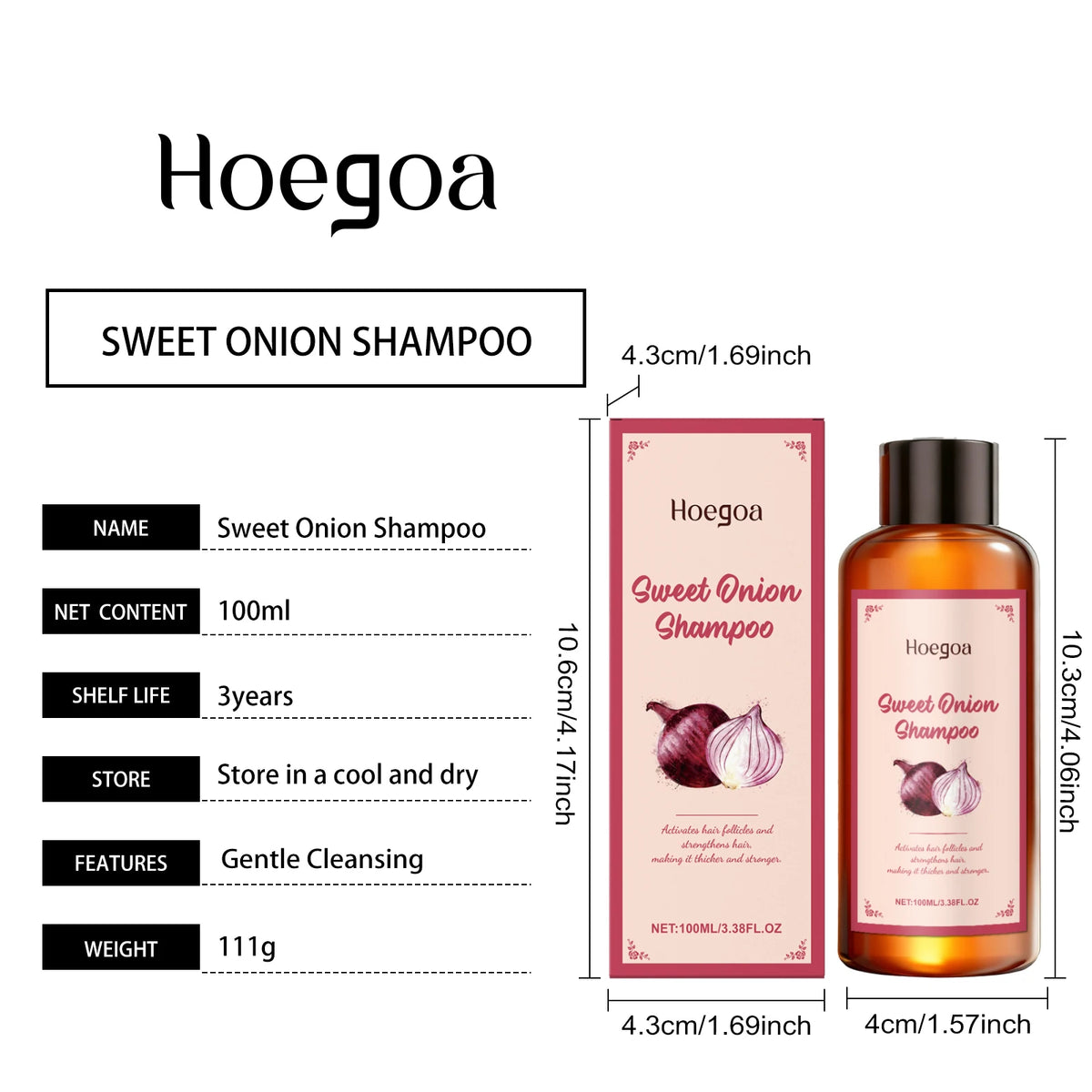 Hoegoa Onion Hair Shampoo Deep Nourishing Hair Soothing Dryness Scalp Repair Split Ends Improve Texture Gentle Cleansing Shampoo
