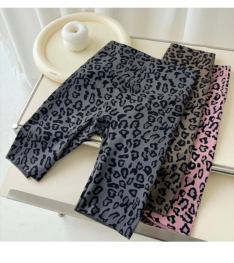 BIVIGAOS Summer Fashion Trend Leopard Print Cycling Shorts Women High Waist Tight Sexy Sport Short Leggings Fitness Biker Shorts