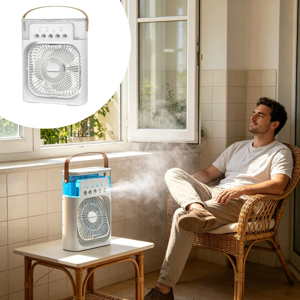 Three-in-one Fan Air Conditioner Mini Portable Spray Fans Rechargeable Home Mist Electric Outdoor Desk Handy Humidifier Cooling