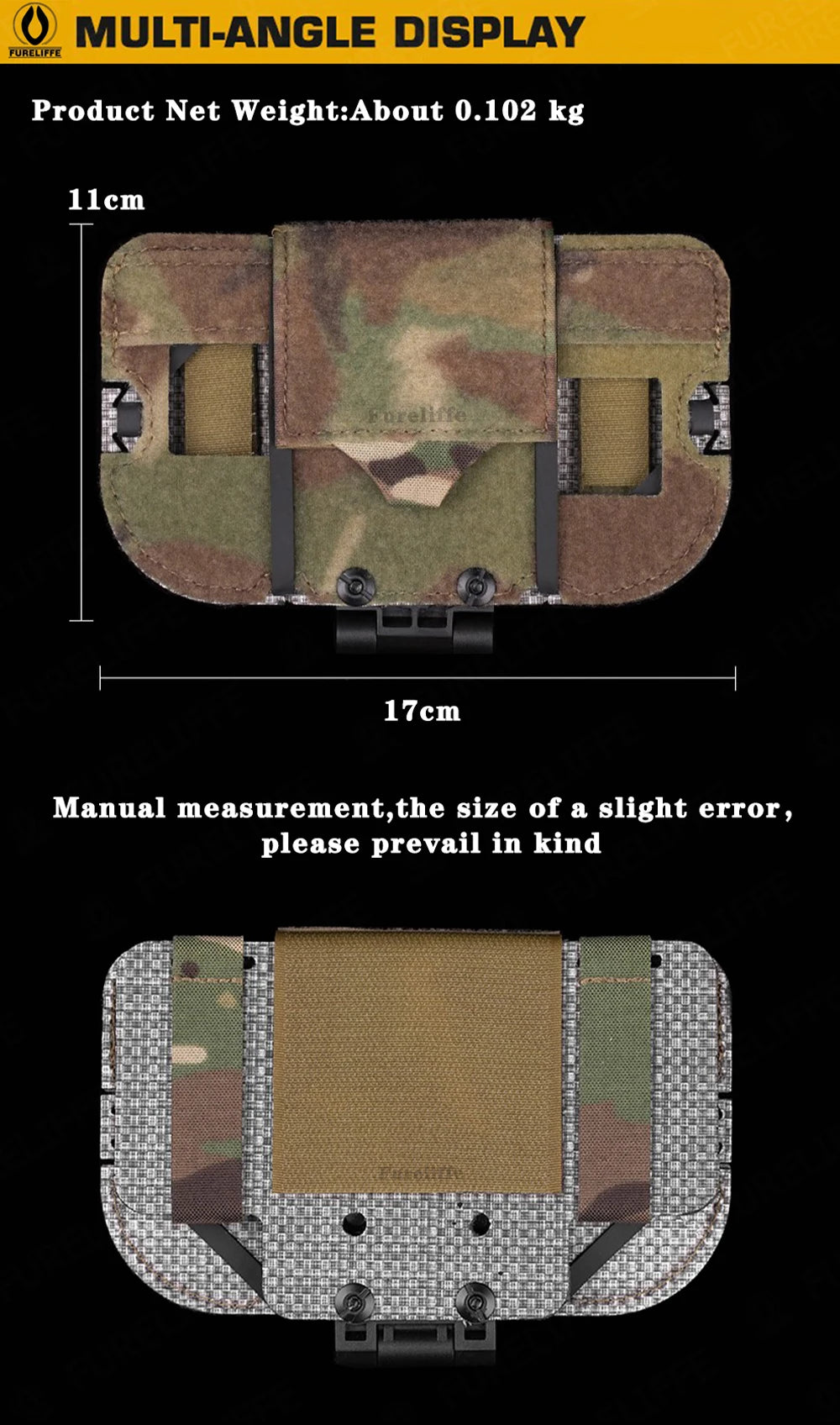 Tactical Phone Pouch with MOLLE/PALS Strap, Foldable Chest Phone Holder for Navigation & Tactical Vest Accessory