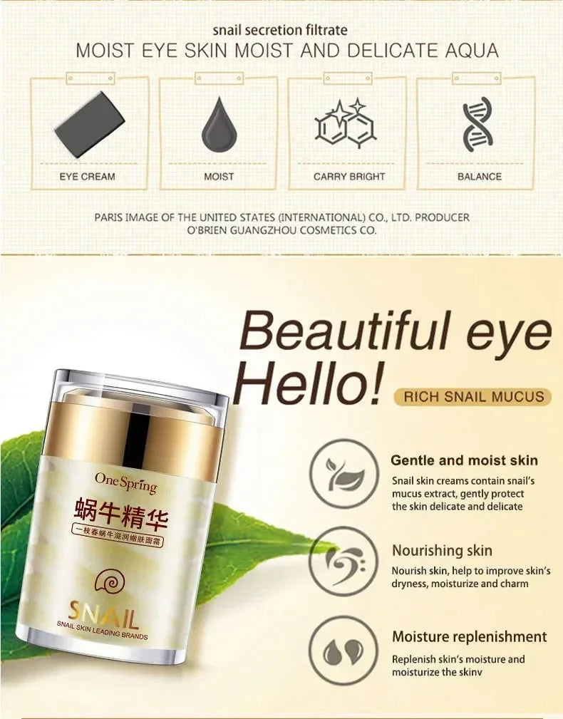 Snail Face Cream Collagen Firming Fade Fine Lines Eye Massage Roller  Reduce Wrinkles Eye Bags Korean Skin Care Product