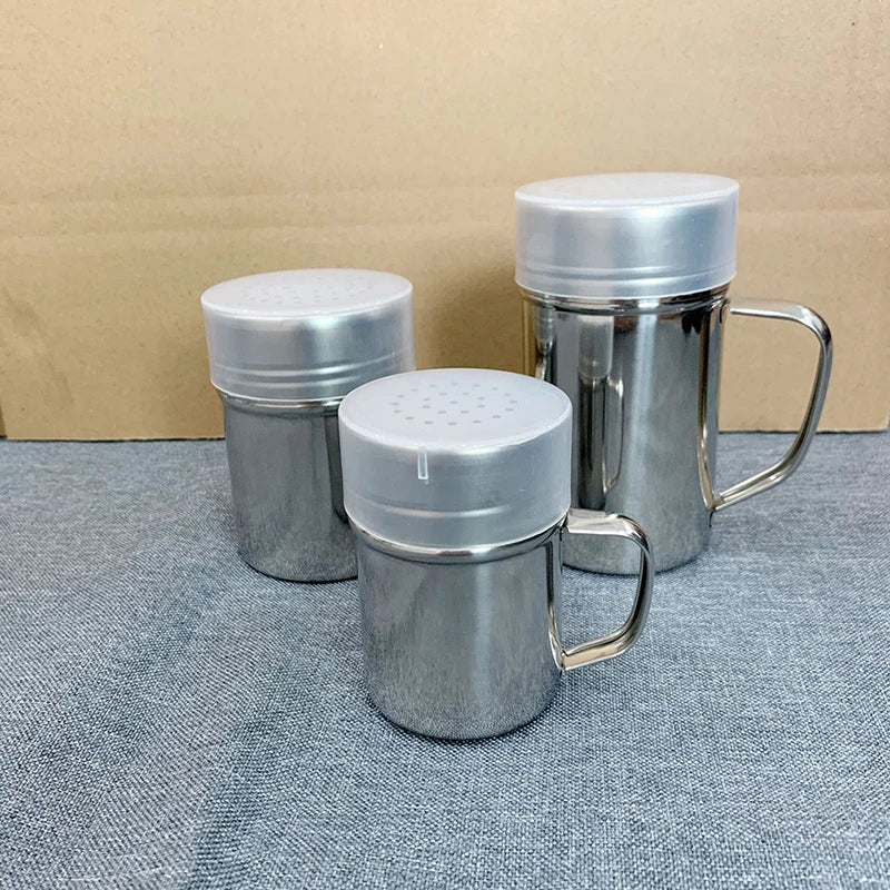 1Pcs Salt Sugar Bottle With Handle Multi-purpose Stainless Steel Kitchen Gadgets Spice Pepper Shaker Spice Jar Seasoning Can