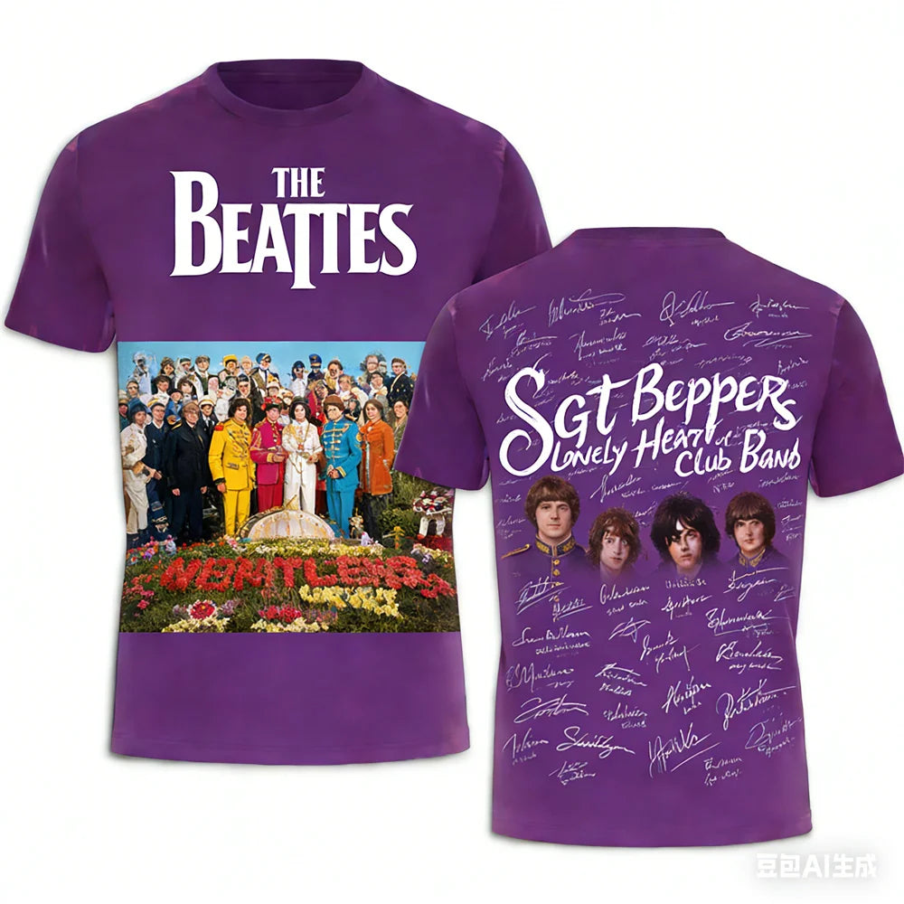 Rock band T-shirt Summer men's women's T-shirts The Beatles printed T-shirt Hip hop round neck T-shirt Breathable sports T-shirt