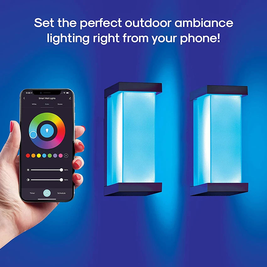 Smart WiFi LED Wall Lamp Indoor Outdoor with Alexa Remote Control RGBCW Wall Light for House Porch Front Door