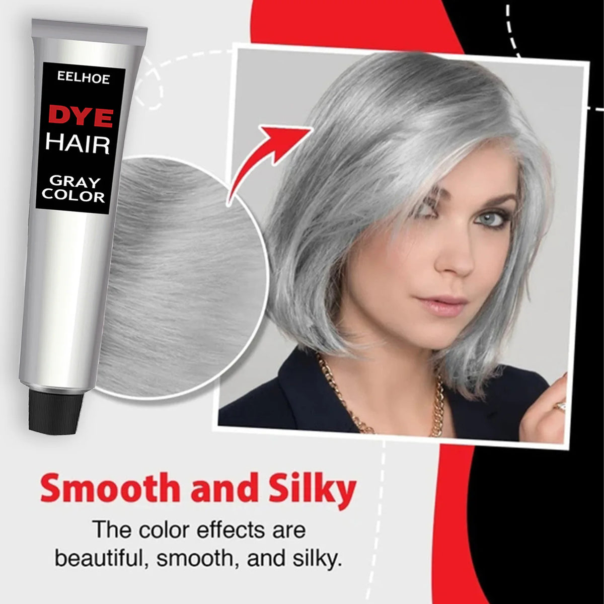 Silver Gray Hair Dye Punk Style Unisex Smoky Long Lasting Coloring Hair Care and Styling Natural Gray Hair Dye Color Cream 100ml